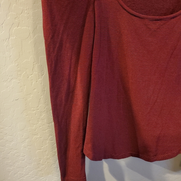 Free People Red Stripe Scoop Neck Leg of Mutton Sleeve Top Womens Small Petite - Picture 4 of 11